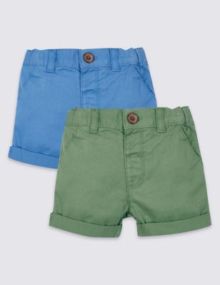 2 Pack Pure Cotton Woven Shorts